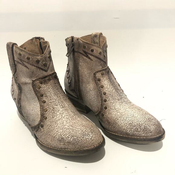 Corral Metallic Studded Distressed Leather Ankle Boots Multicolor  Size 8.5 M - Picture 2 of 11